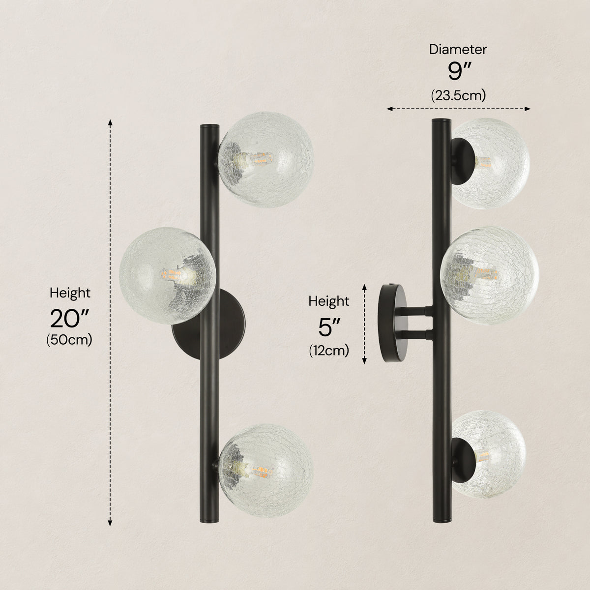 Elowen Glass Globe Wall Sconce 20"H