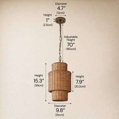 Cavana Rattan Tiered Pendant 10"D 