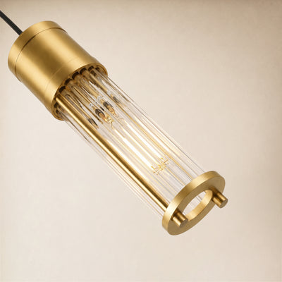 Briar Ribbed Glass Cylinder Pendant 11"H