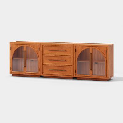 Alvar Arched 91″ Oak Modular Media Console(Set of 3)