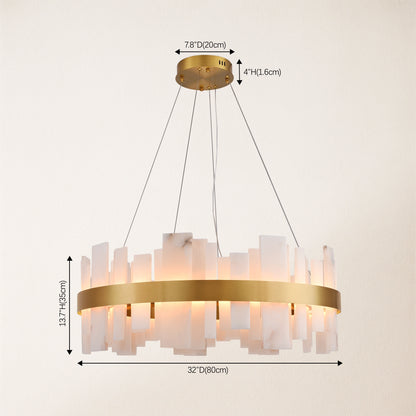 Nocturne Alabaster Round Chandelier 32"