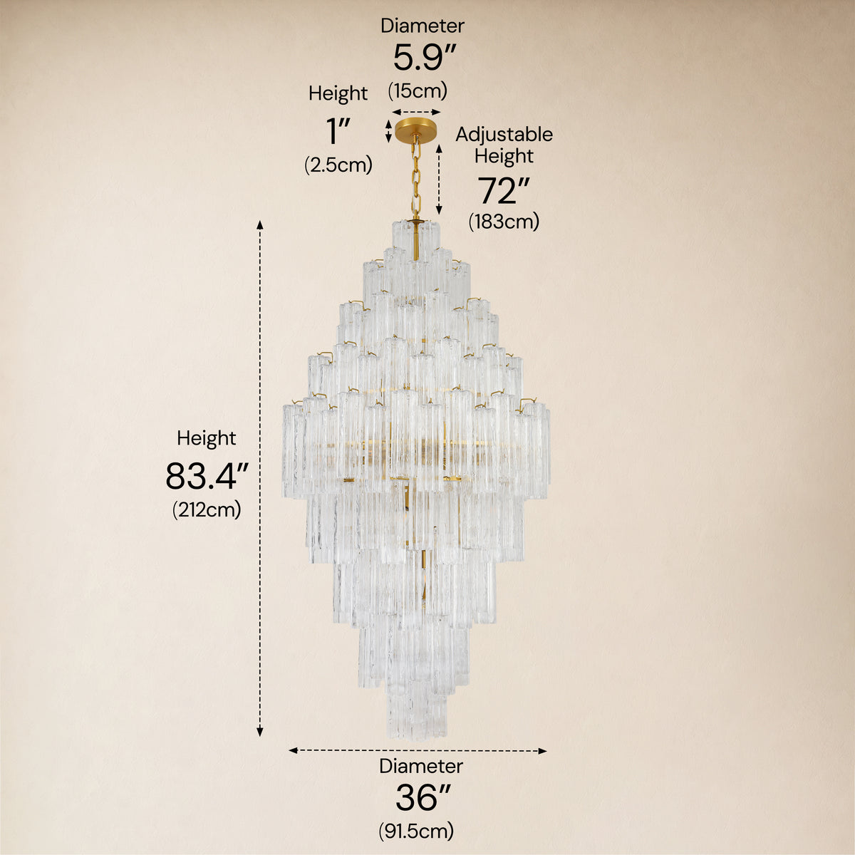 Lumeris Crystal Cascade Chandelier 36"D 