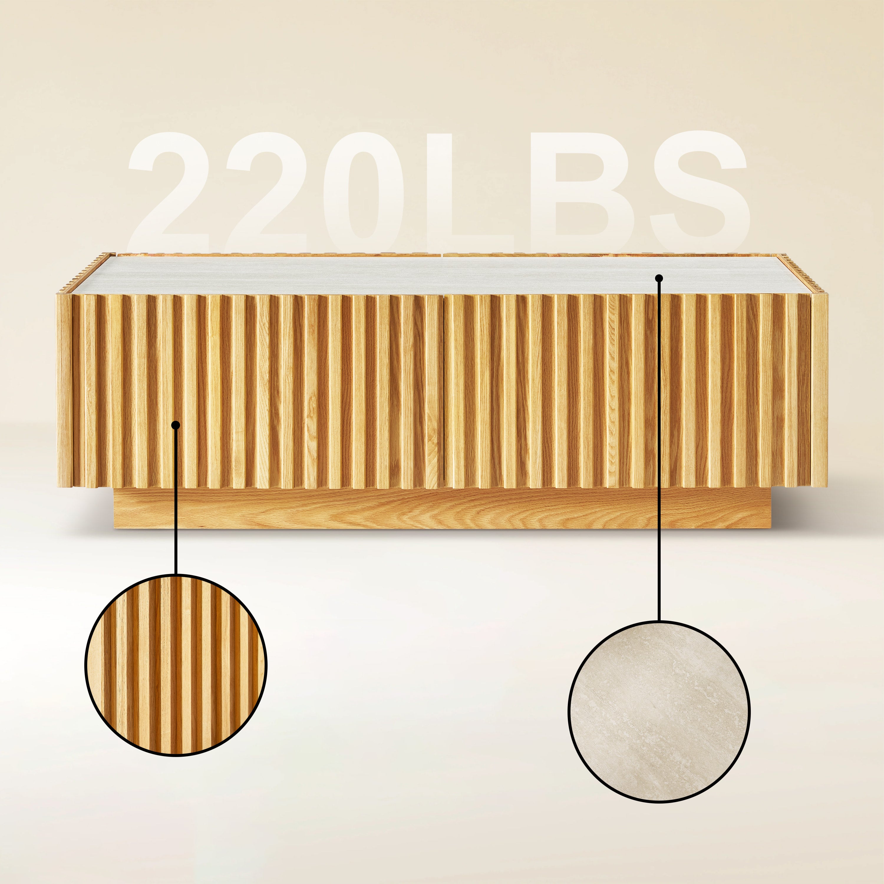 Isla Oak Sintered Stone Rectangle Coffee Table 47"