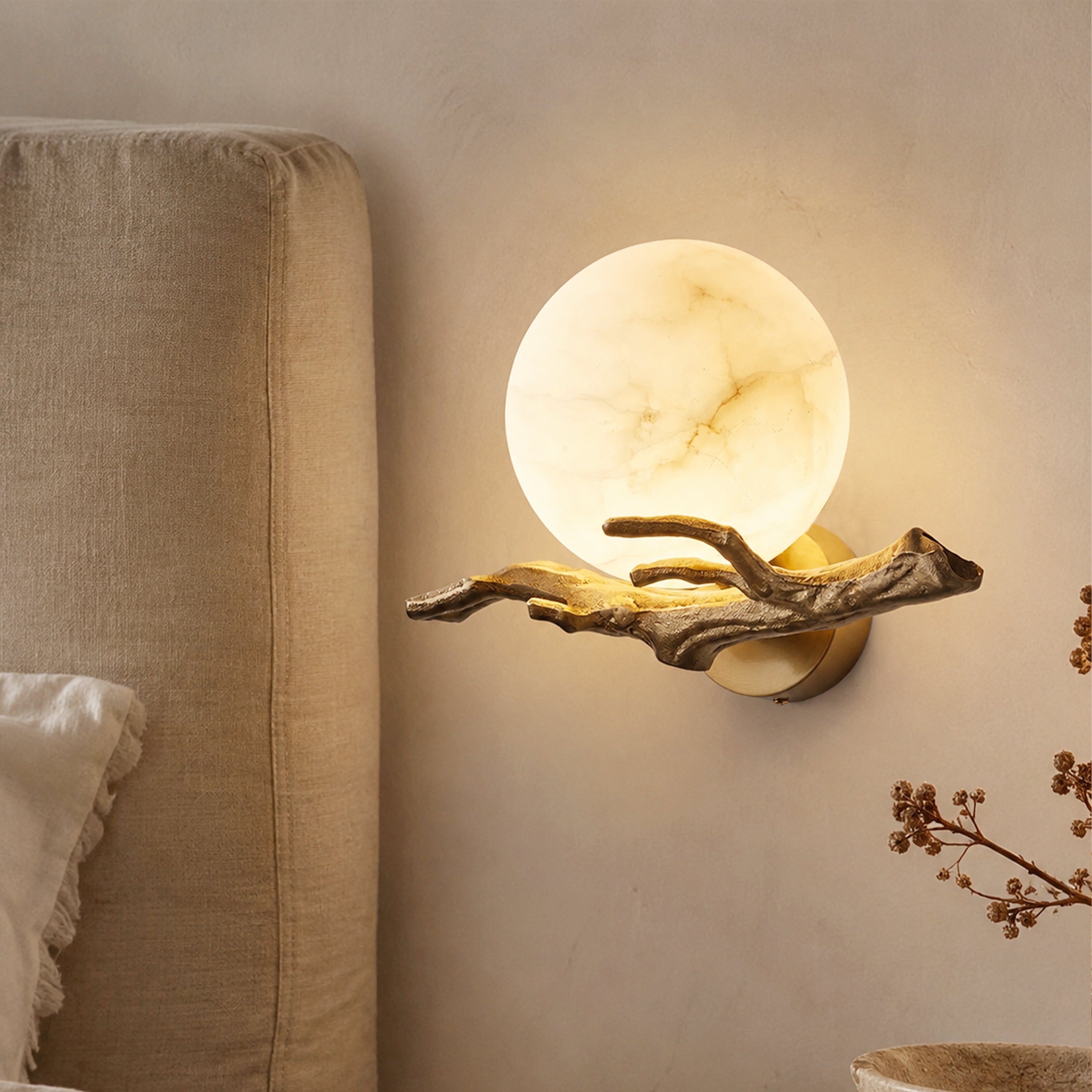 ArborLith Alabaster Round Wall Sconce