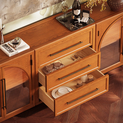 Alvar Arched 91″ Oak Modular Media Console(Set of 3)