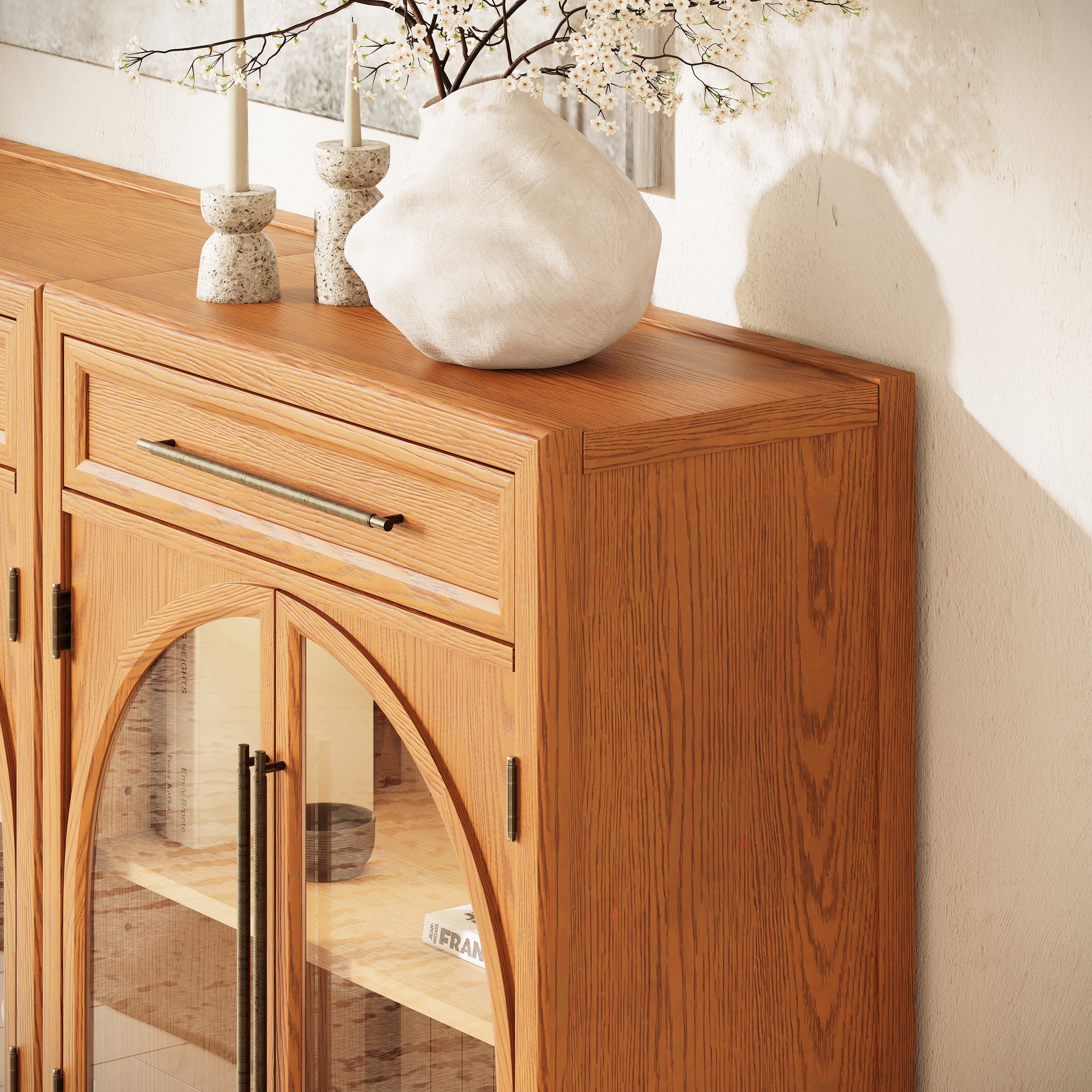 Alvar Arched 64" Oak Sideboard with Drawers(Set of 2)