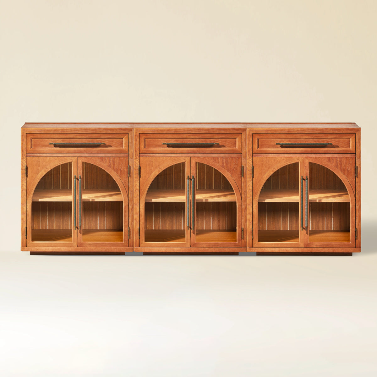 Alvar Arched 91" Oak Sideboard with Drawers(Set of 3)