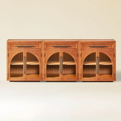 Alvar Arched 91" Oak Sideboard with Drawers(Set of 3)
