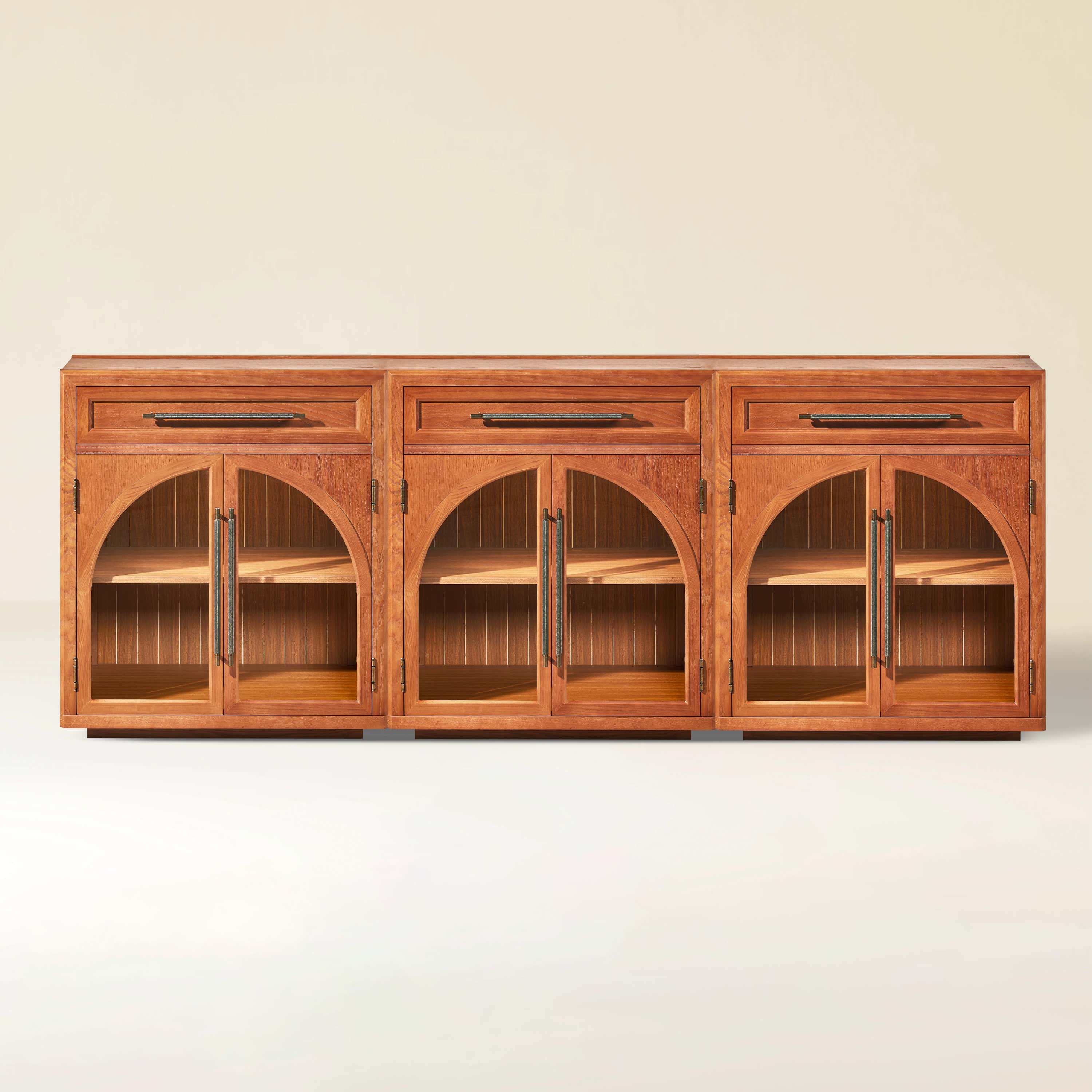 Alvar Arched 94.5" Oak Sideboard with Drawers(Set of 3)