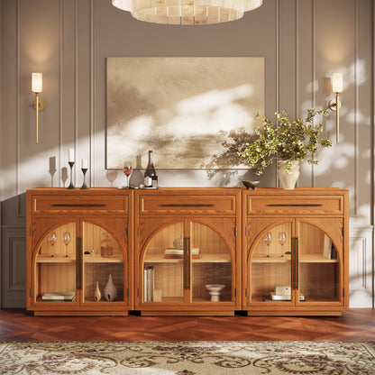 Alvar Arched 96" Oak Sideboard with Drawers(Set of 3)