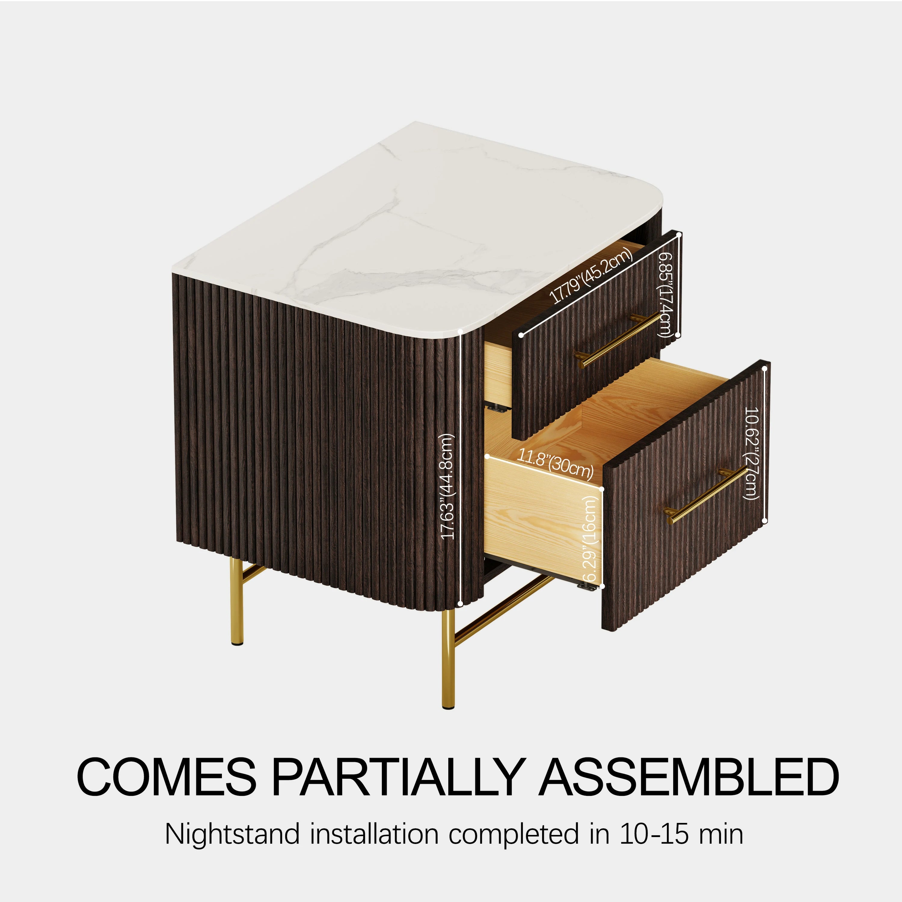 Ewan Sintered Stone Nightstand 26"W