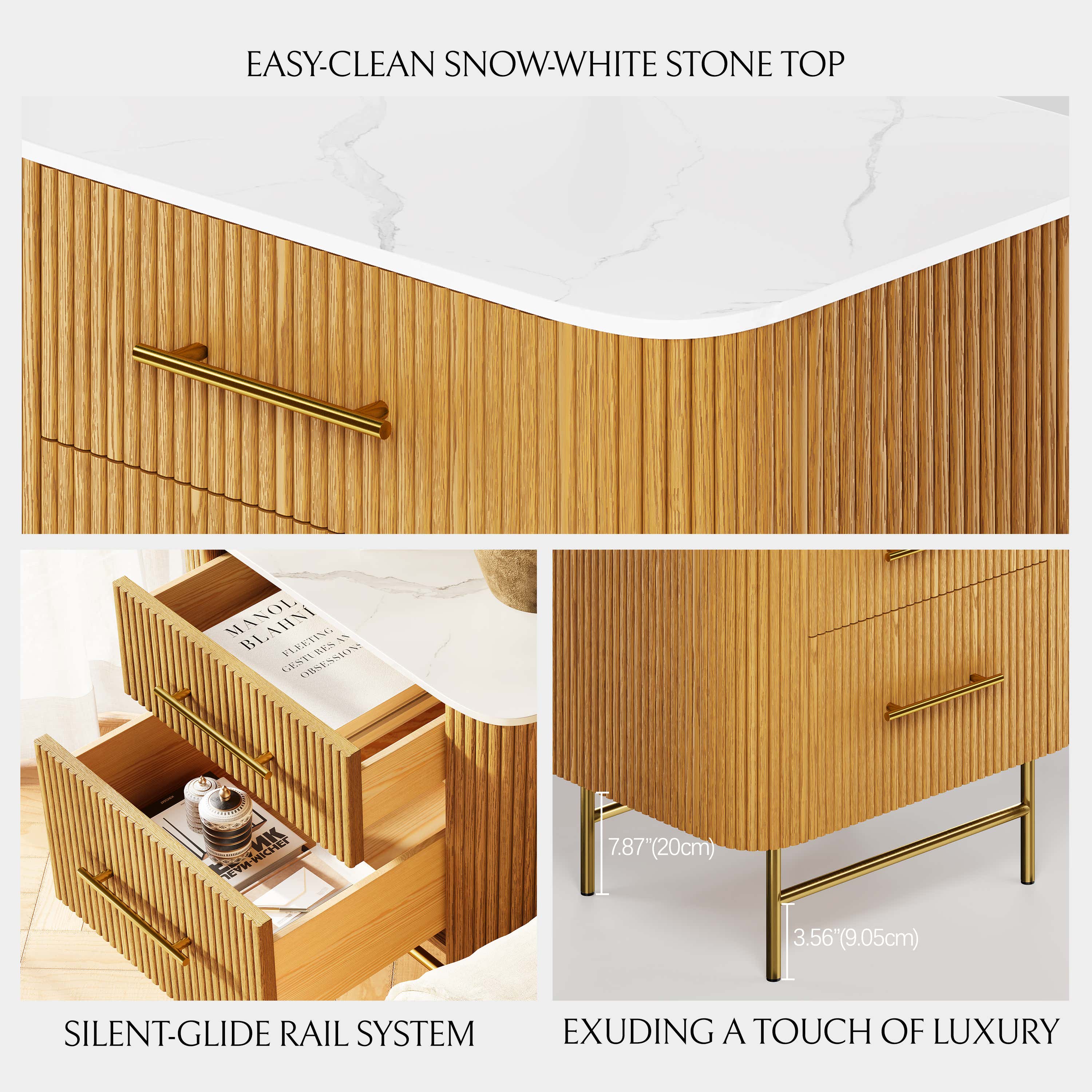 Ewan Sintered Stone Nightstand 26"W