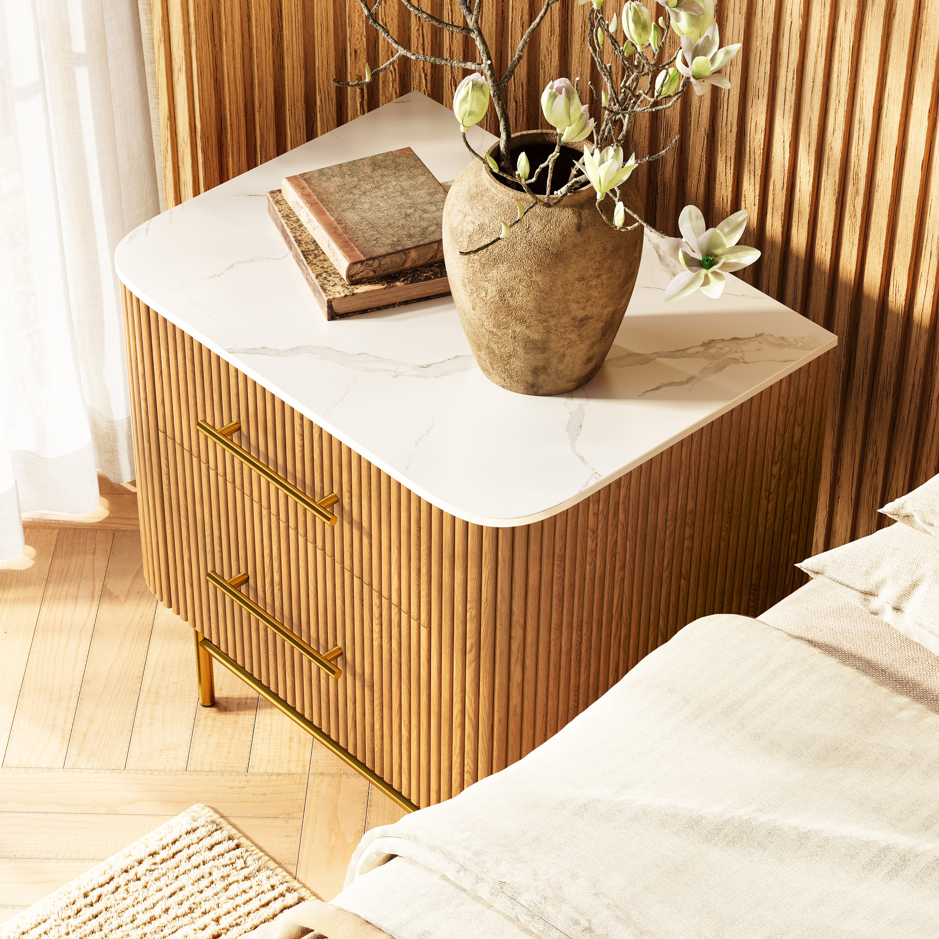 Ewan Sintered Stone Nightstand 26"W
