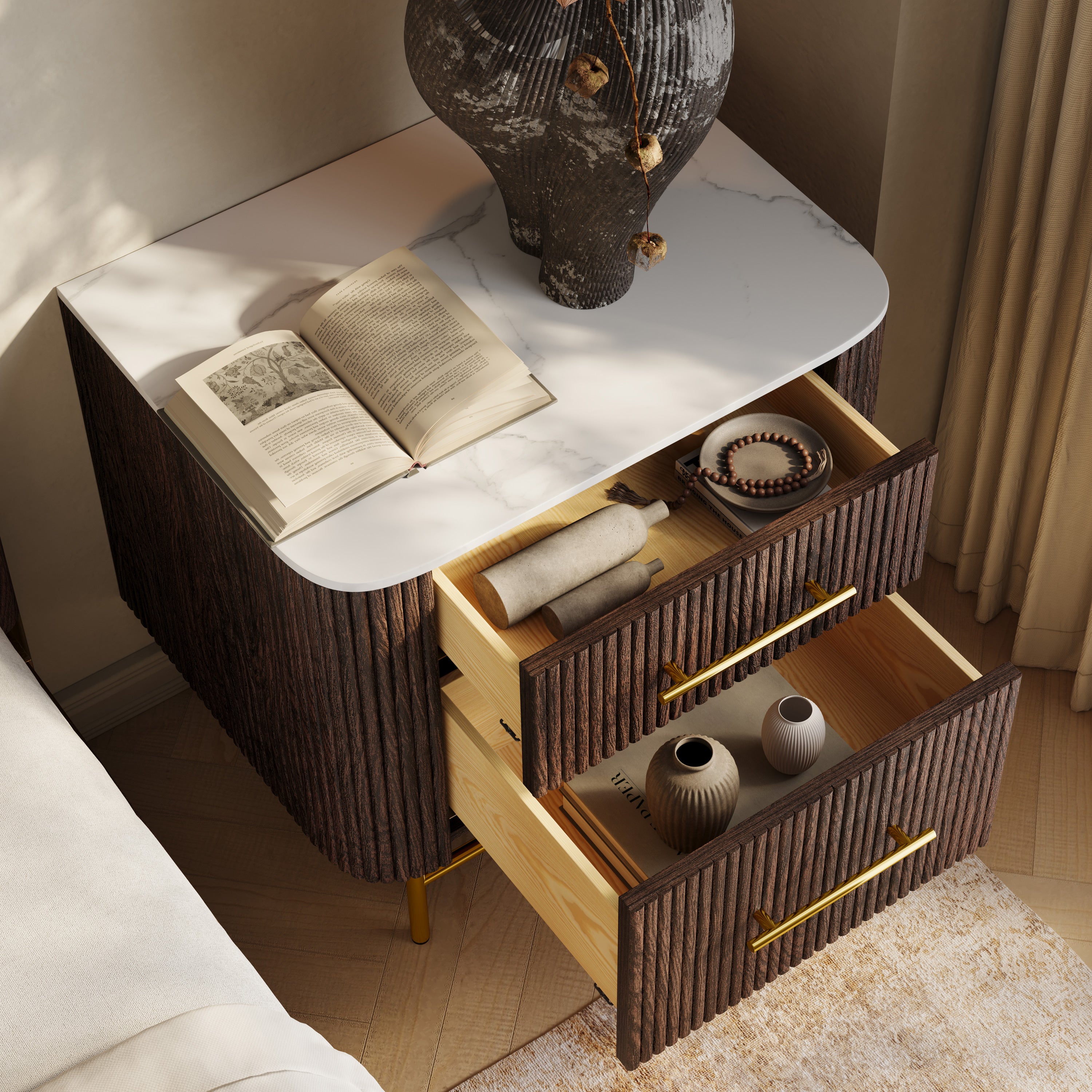 Ewan Sintered Stone Nightstand 26"W