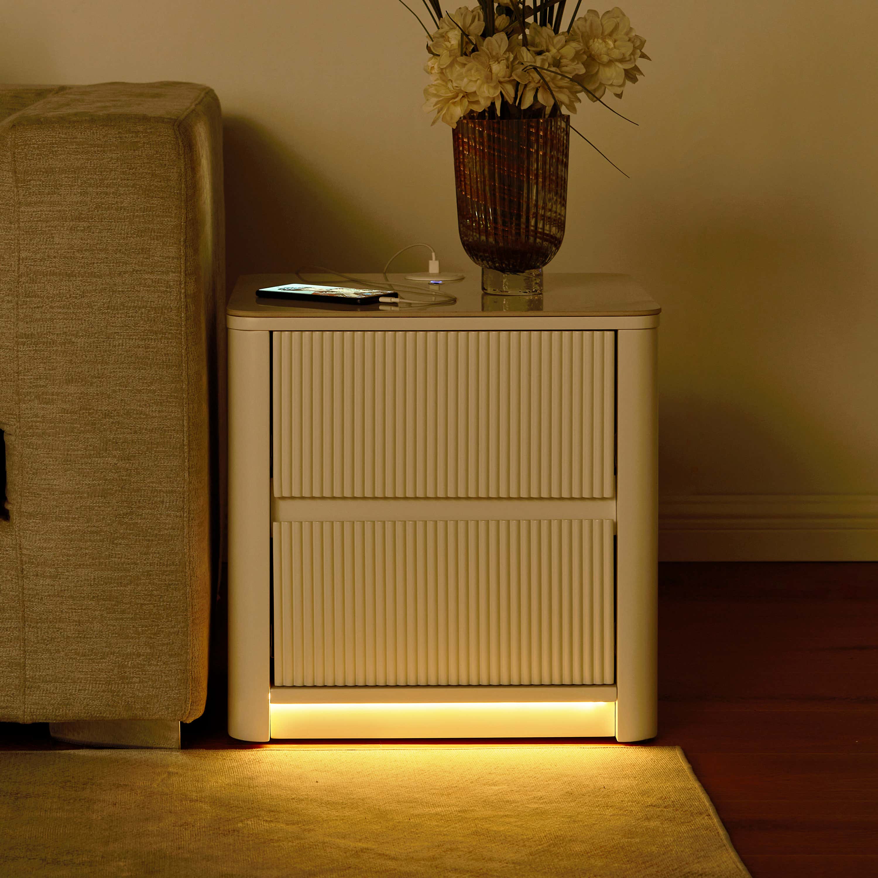 Celia Burnt Stone Nightstand 20"