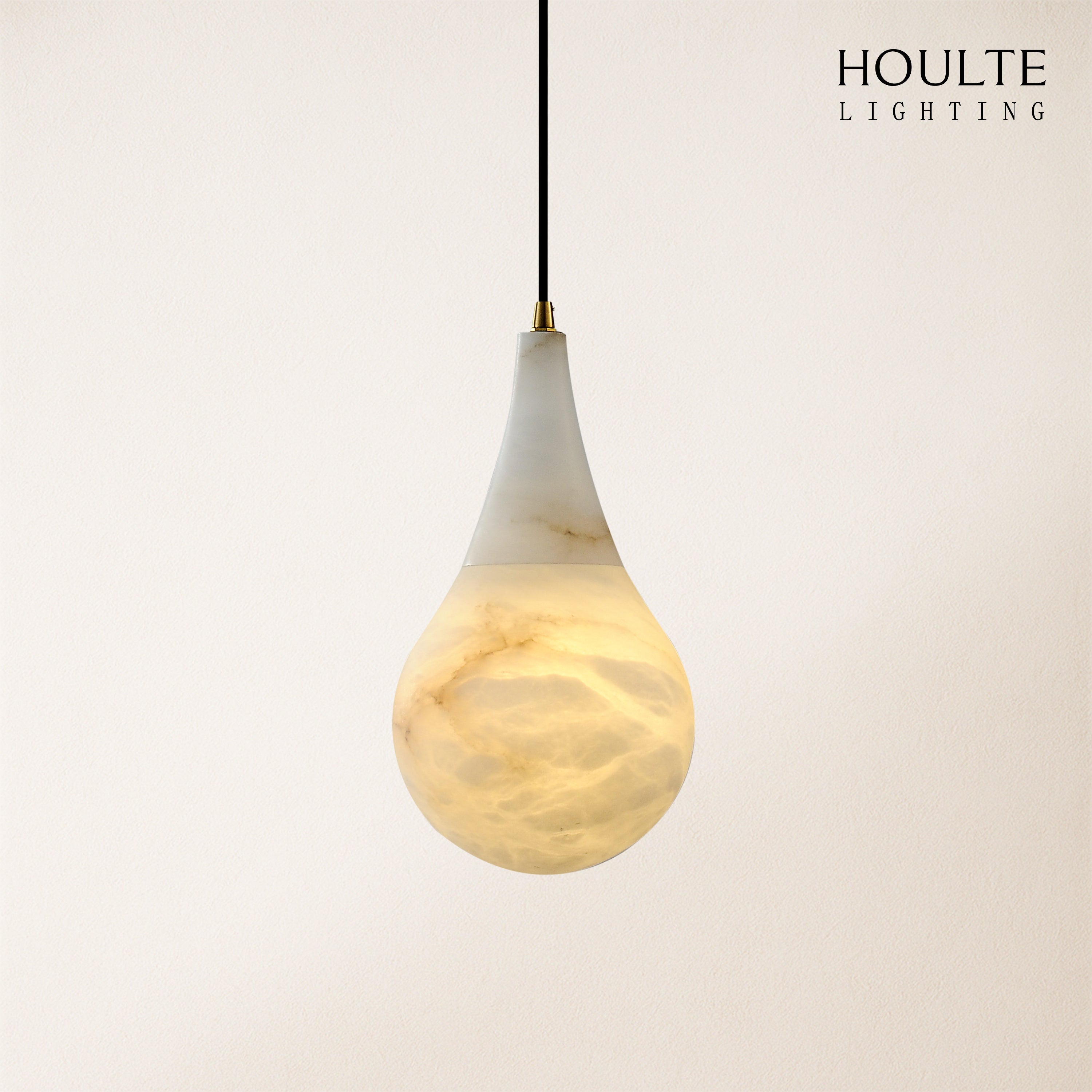 Ares Alabaster Modern Water-Drop Pendant 6"D