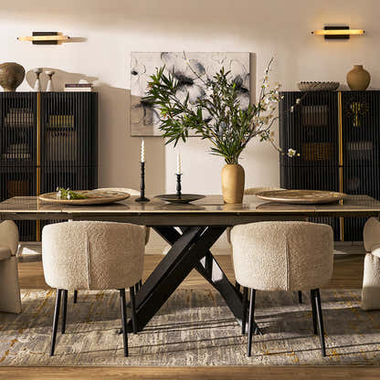 Labarthe Extended Rectangular Sintered Stone Dining Table 63"-95"