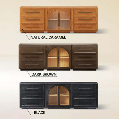 Alvar Arched 94.5″ Oak Modular Media Console(Set of 3)