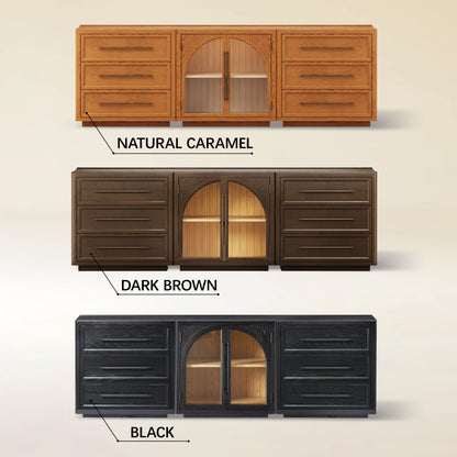 Alvar Arched 94.5″ Oak Modular Media Console(Set of 3)