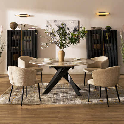 Labarthe Extended Rectangular Sintered Stone Dining Table 63"-95"