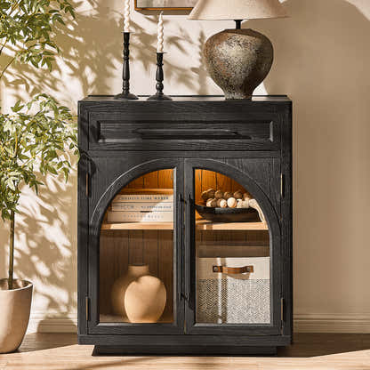 Alvar Arched 32" Oak Storage Cabinet with Drawers