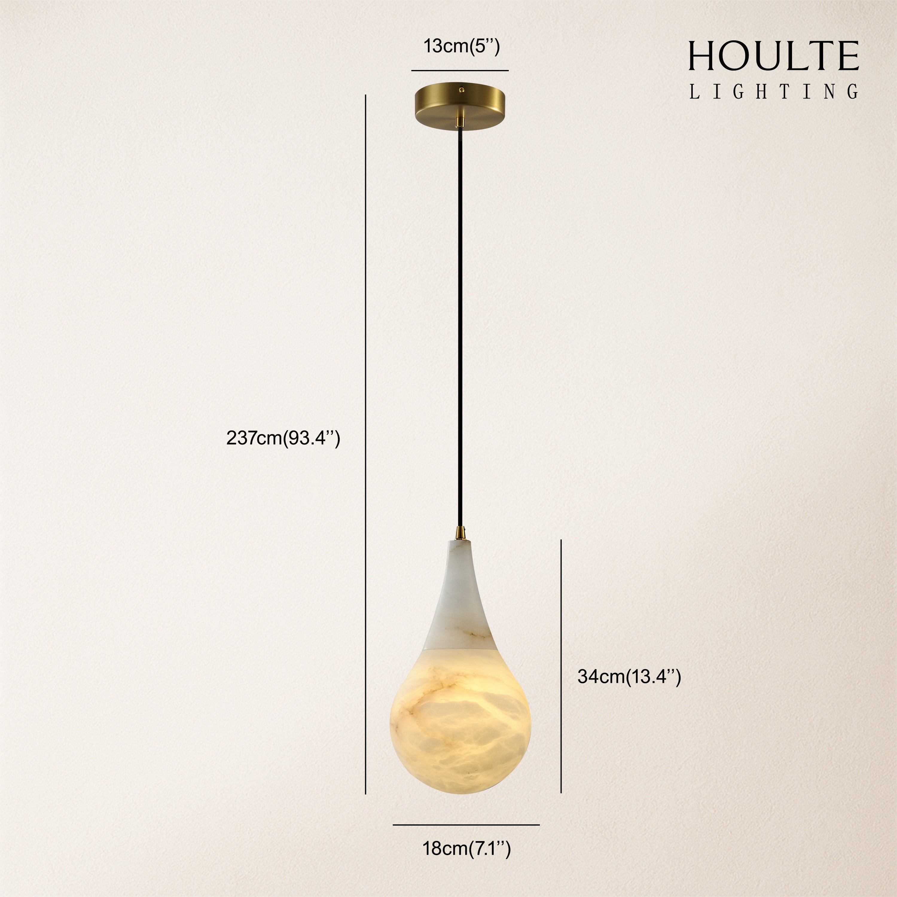 Ares Alabaster Modern Water-Drop Pendant 7"D