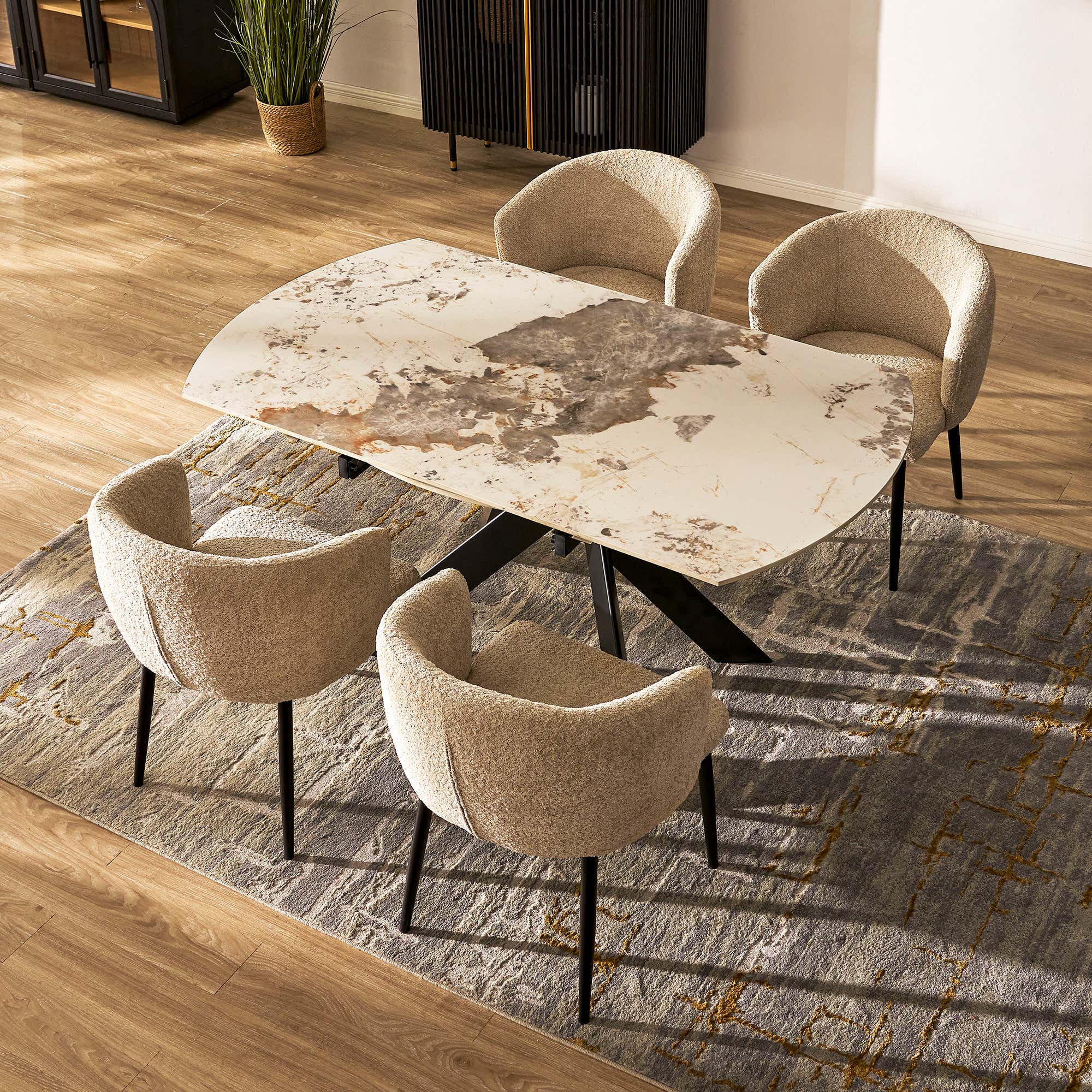 Labarthe Extended Rectangular Sintered Stone Dining Table 63"-95"