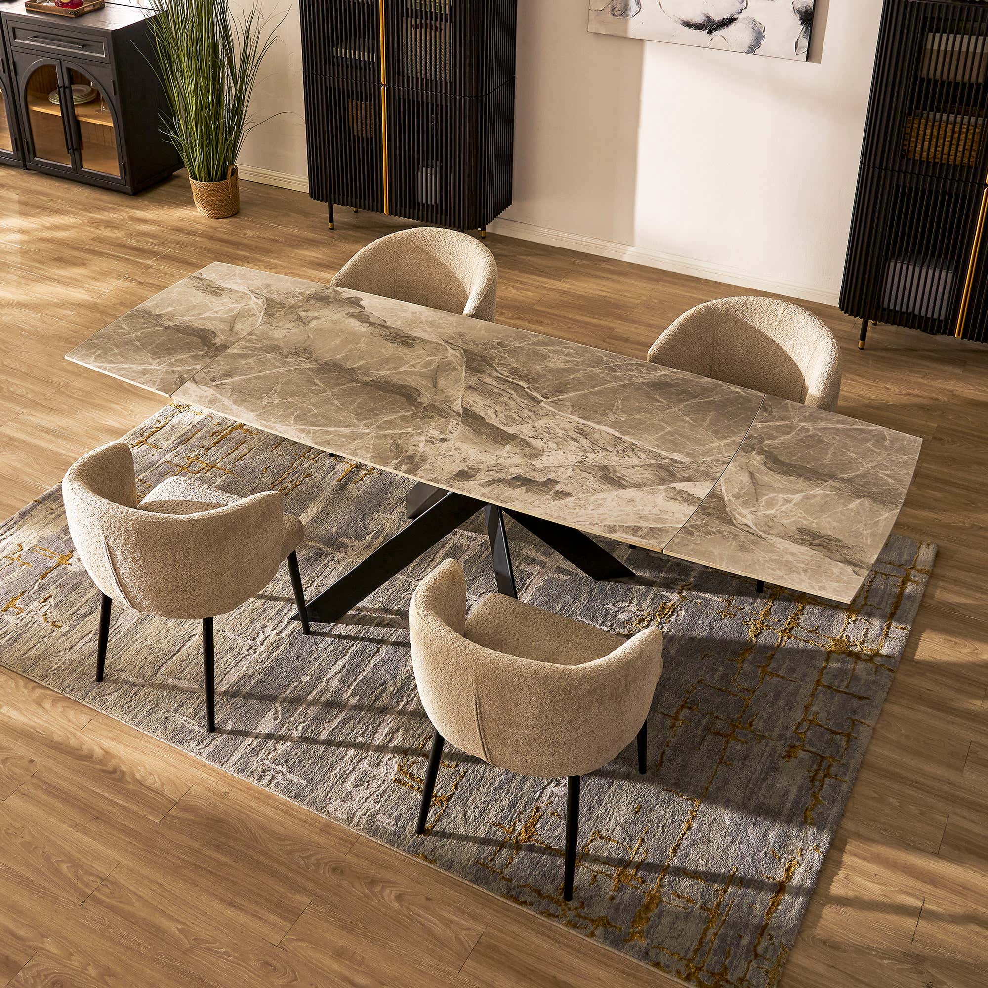 Labarthe Extended Rectangular Sintered Stone Dining Table 63"-95"