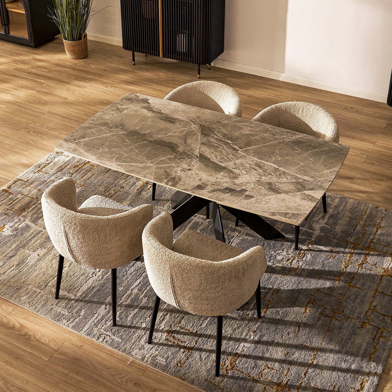 Labarthe Extended Rectangular Sintered Stone Dining Table 63"-95"