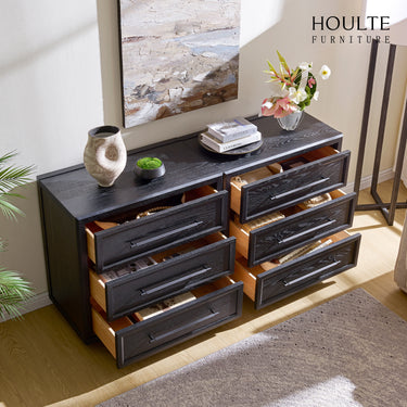 Alvar 64″ Oak 6-Drawer Chest(Set of 2)