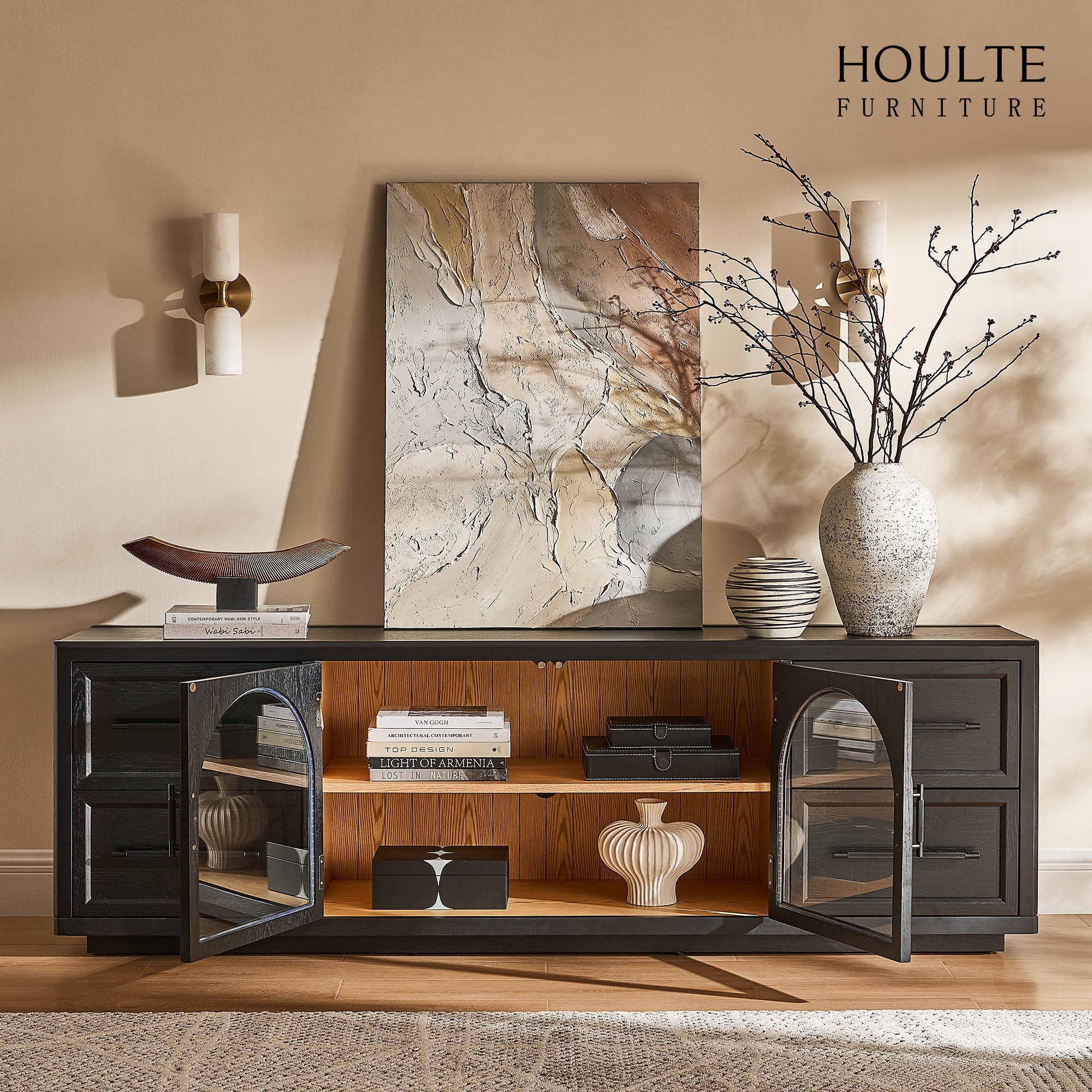 Alvar Oak Media Console 80"W