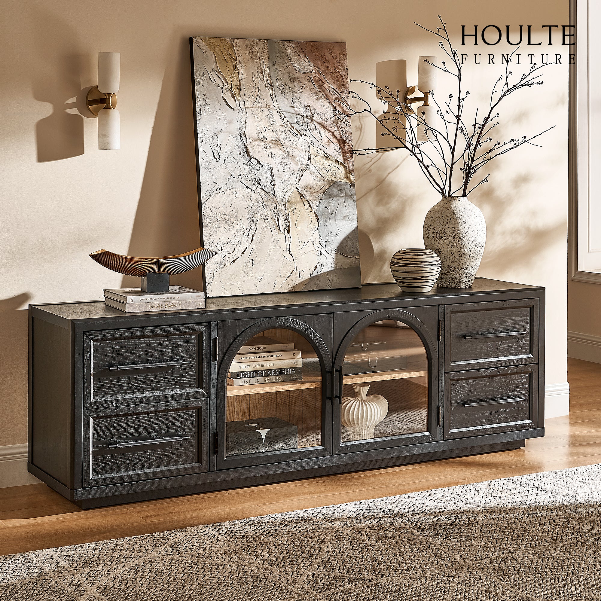 Alvar Oak Media Console 80"W