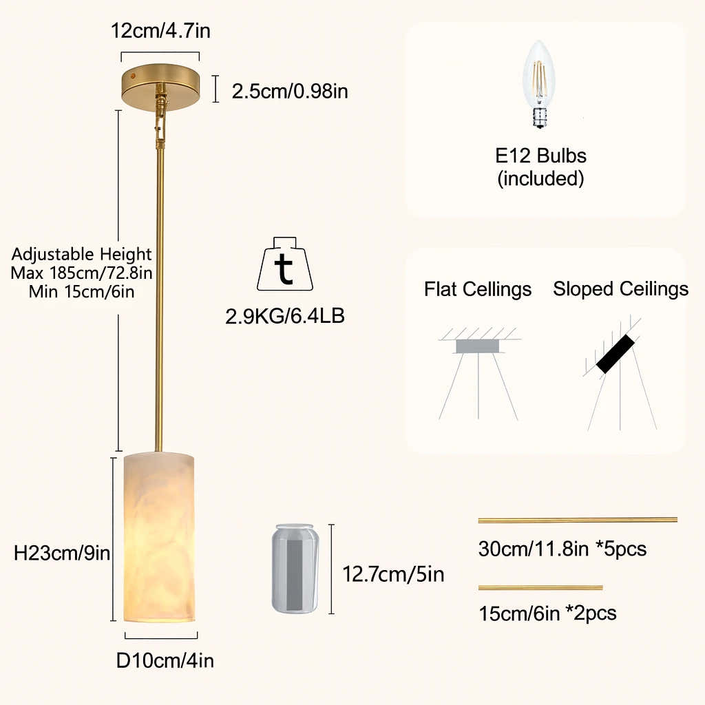 Arlo Alabaster Pendant Lights 4"D