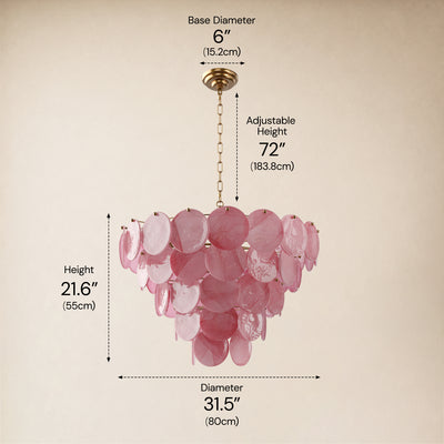 Auralis Pink Glass Disc Round Chandelier 20" 24" 31.5"D