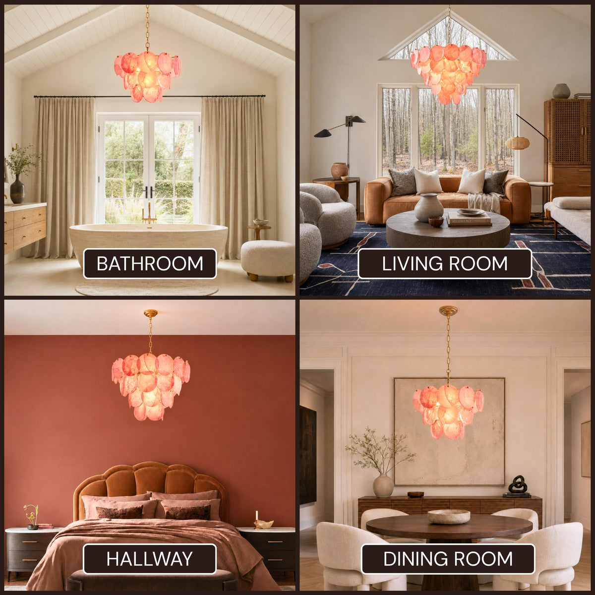 Auralis Pink Glass Disc Round Chandelier 20" 24" 31.5"D