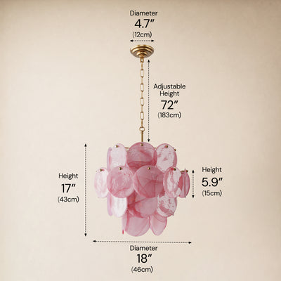 Auralis Pink Glass Disc Tiered Chandelier 18"D–30"D