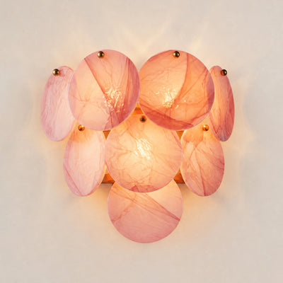 Auralis Pink Glass Disc Wall Sconce 15"W