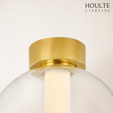 Auroba Alabaster Tube Glass Globe Ball Ceiling Light