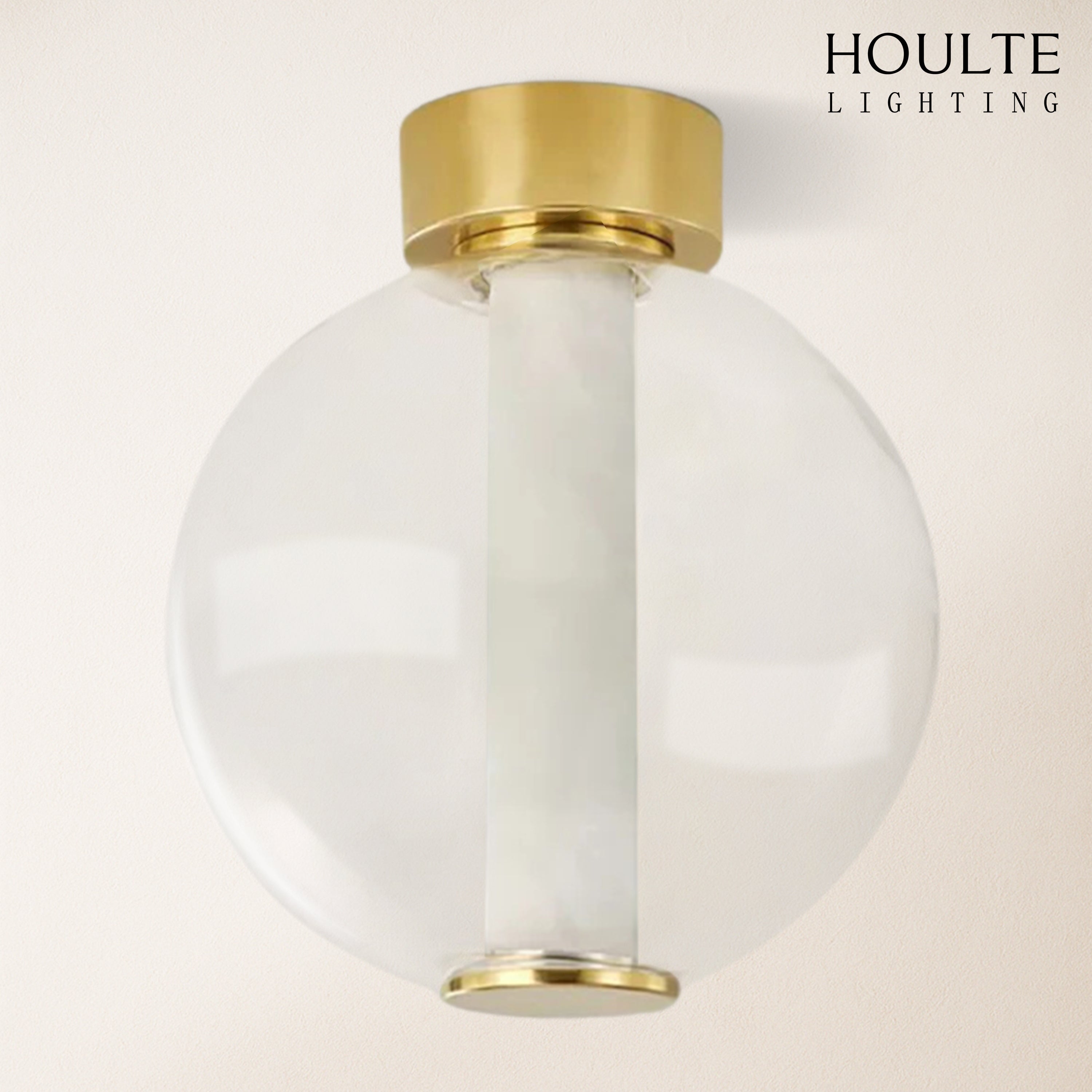 Auroba Alabaster Tube Glass Globe Ball Ceiling Light