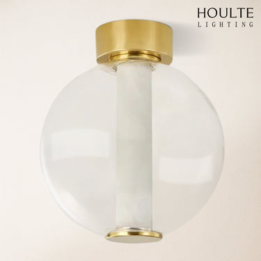 Auroba Alabaster Tube Glass Globe Ball Ceiling Light