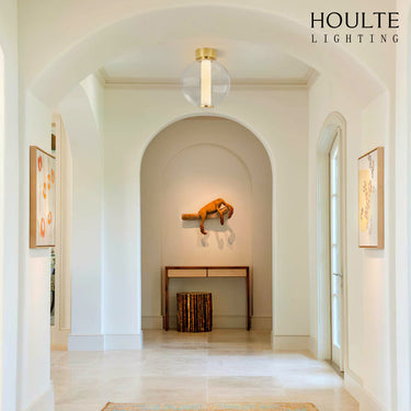 Auroba Alabaster Tube Glass Globe Ball Ceiling Light