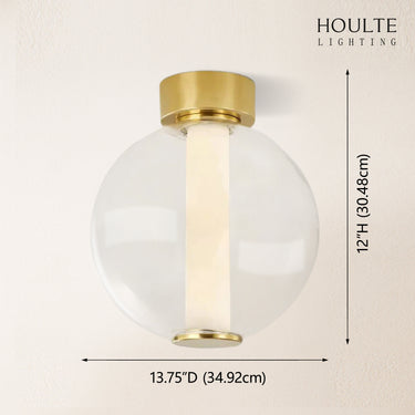 Auroba Alabaster Tube Glass Globe Ball Ceiling Light