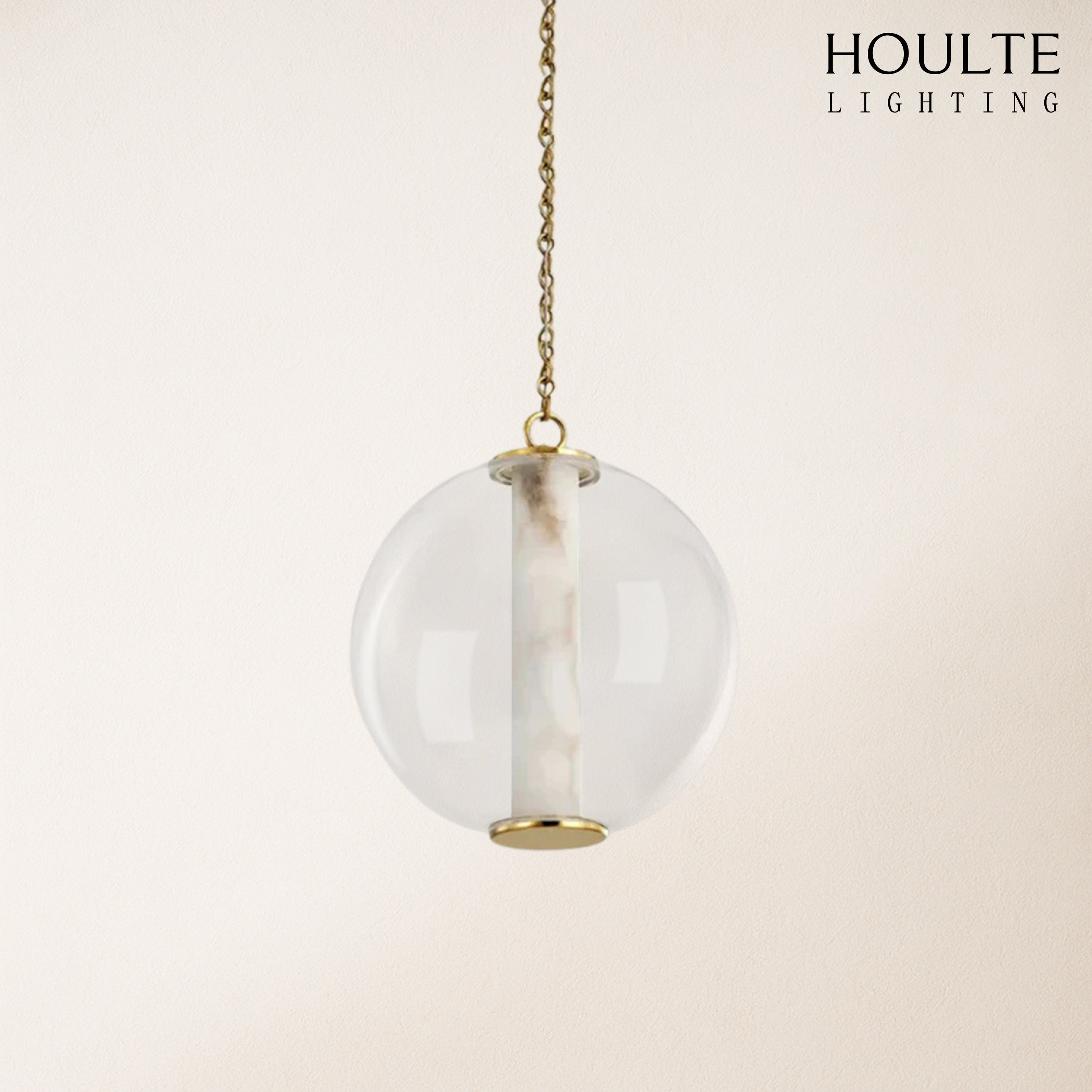 Auroba Alabaster Tube Glass Globe Pendant