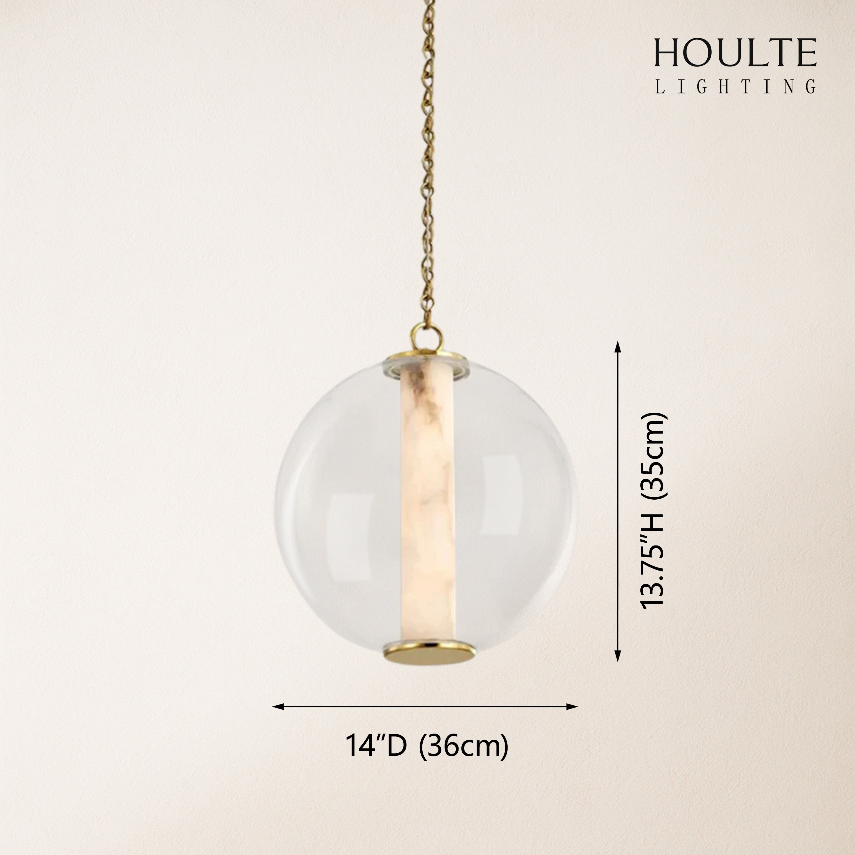 Auroba Alabaster Tube Glass Globe Pendant