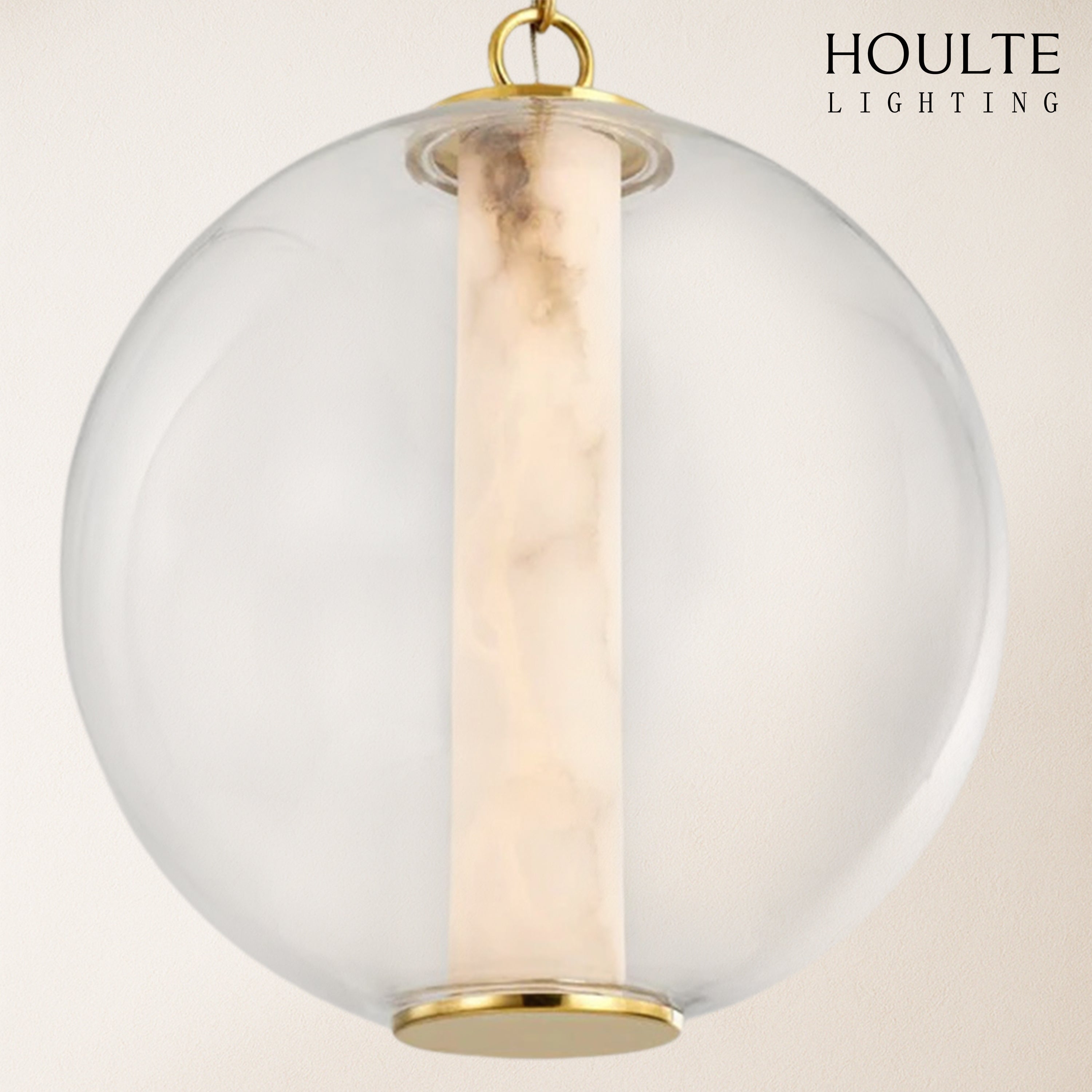 Auroba Alabaster Tube Glass Globe Pendant