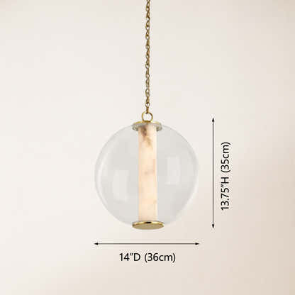 Auroba Alabaster Tube Glass Globe Pendant 14''D