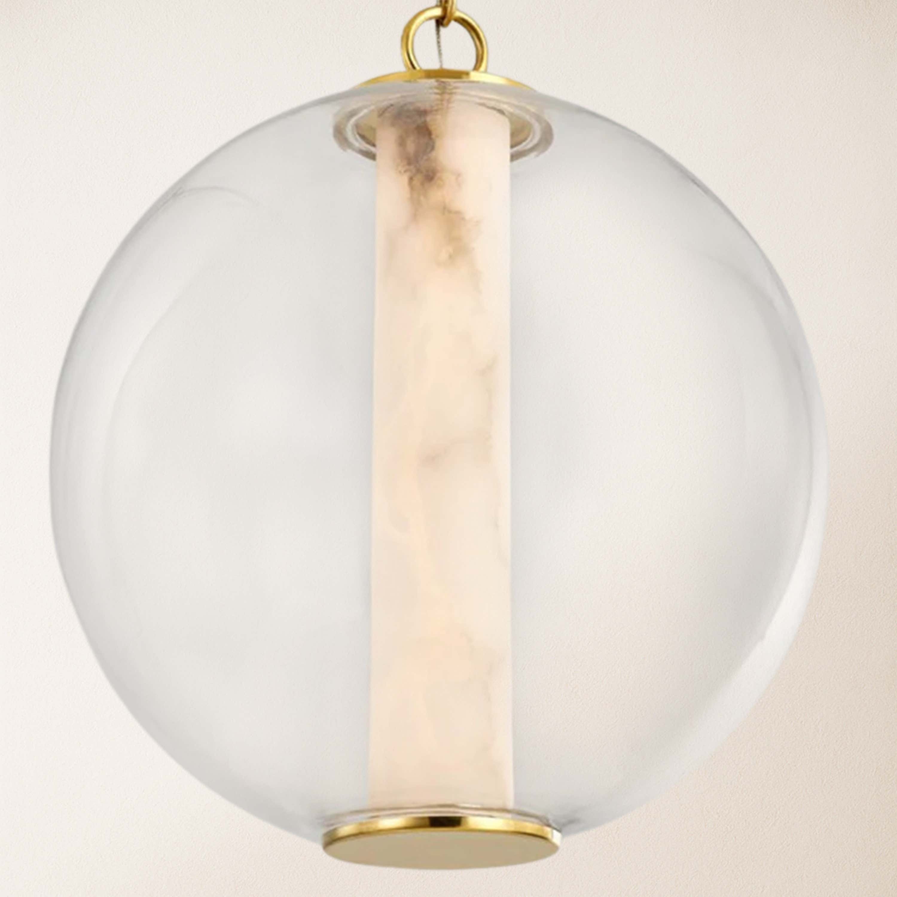 Auroba Alabaster Tube Glass Globe Pendant 14''D