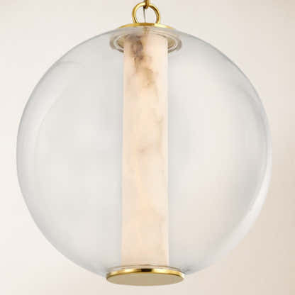 Auroba Alabaster Tube Glass Globe Pendant 14''D