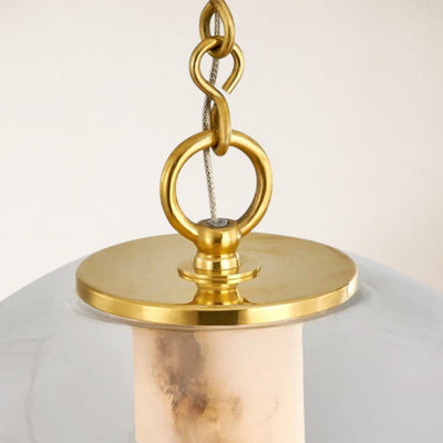 Auroba Alabaster Tube Glass Globe Pendant 14''D