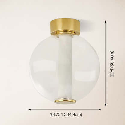 Auroba Alabaster Tube Glass Globe Ball Flush Mount 13''D
